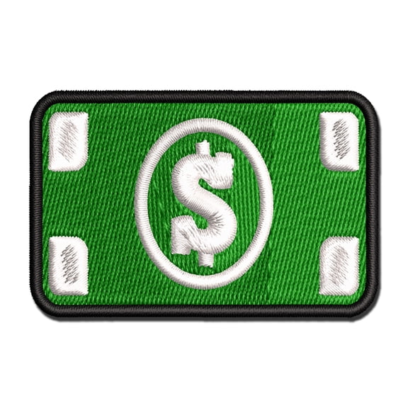 Money Cash Bills Applique Multi-Color Embroidered Iron-On Patch - 2.0 Inch Mini