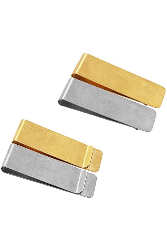 Money Clip, DaKuan Set of 4 Packs Copper and Stainless Steel Slim Wallet, Credit Card Holder, Minimalist Wallet - Silver and Golden