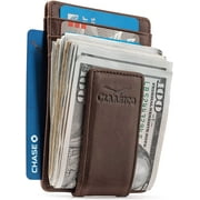 Money Clip Leather Wallet For Men Slim Front Pocket RFID Blocking Card Holder With Super Strong Magnetic
