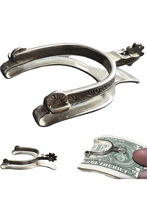 Money Clip with Western Spur Design, Personalized Engraving,Large Feature Money Clips, Horse Rider Gift