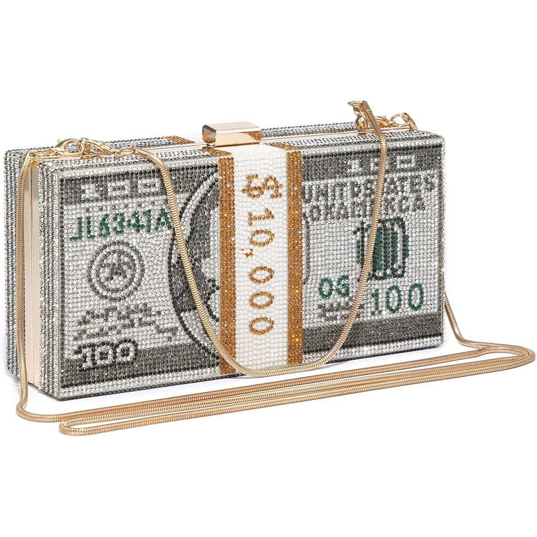 Money crystal clutch hotsell
