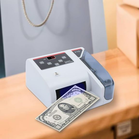 Money Counter Machine, Portable Money Counter with UV/MG/WM Counterfeit Detection Add and Batch Modes Money Counter with LED External Display