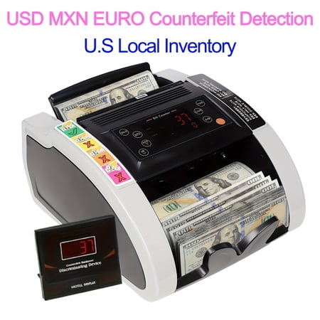 Money Counter Machine With LCD Display - UV/MG/IR/DD/DBL/HLF/CHN Counterfeit Detection, Bill Counter With Add & Batch Modes For USD, EUR, MXN
