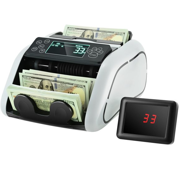 Money Counter Machine, with UV MG IR DD fake note detection, dual display, compatible with USD and EUR cash