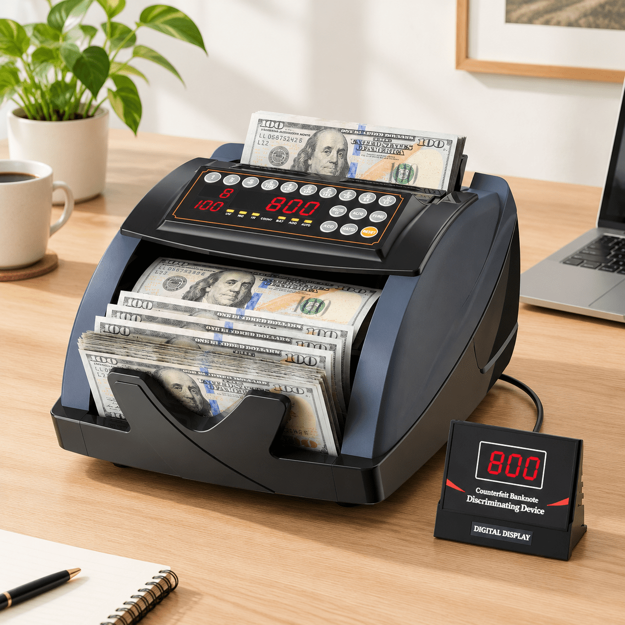 Money Saving Machine Money Counter Machine with Value Count, 1300 Bills per Minute, UV MG IR ...