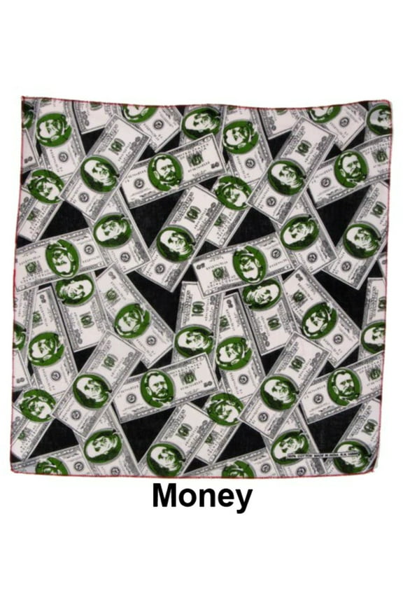 Money Design Print Cotton Bandana (22 inches x 22 inches)