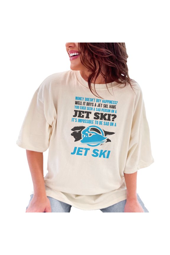 Money Doesn't Buy Happiness Jet Skiing, Ivory Comfort Colors T-Shirt, Medium