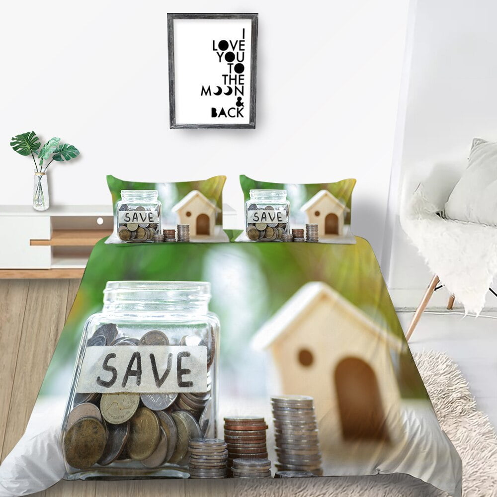 Money Dollar Bedding Set Duvet Cover Sense of Design Luxury Fashionable King Twin Full Bedroom