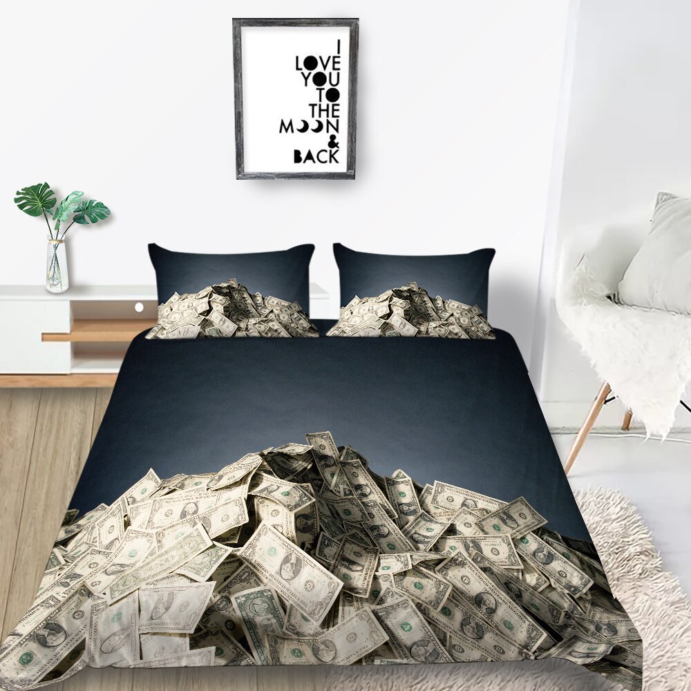 Money Dollar Bedding Set Duvet Cover Sense of Design Luxury Fashionable King Twin Full Bedroom