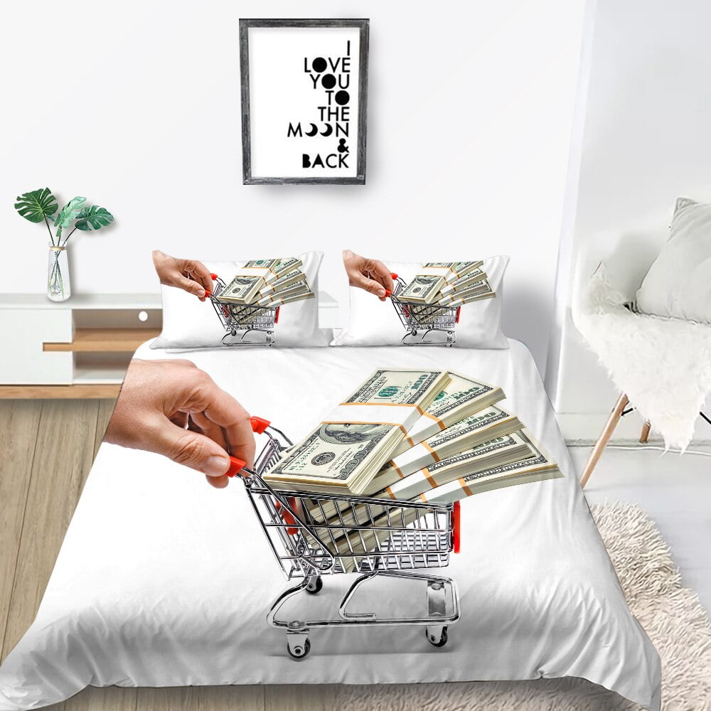 Money Dollar Bedding Set Duvet Cover Sense of Design Luxury Fashionable King Twin Full Bedroom