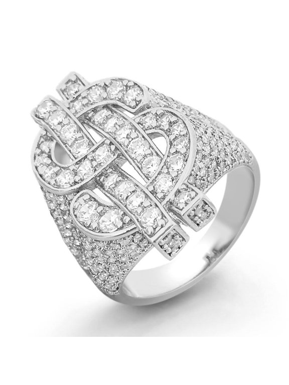 Money Dollar Sign CZ Eternity Band Hip Hop Ring
