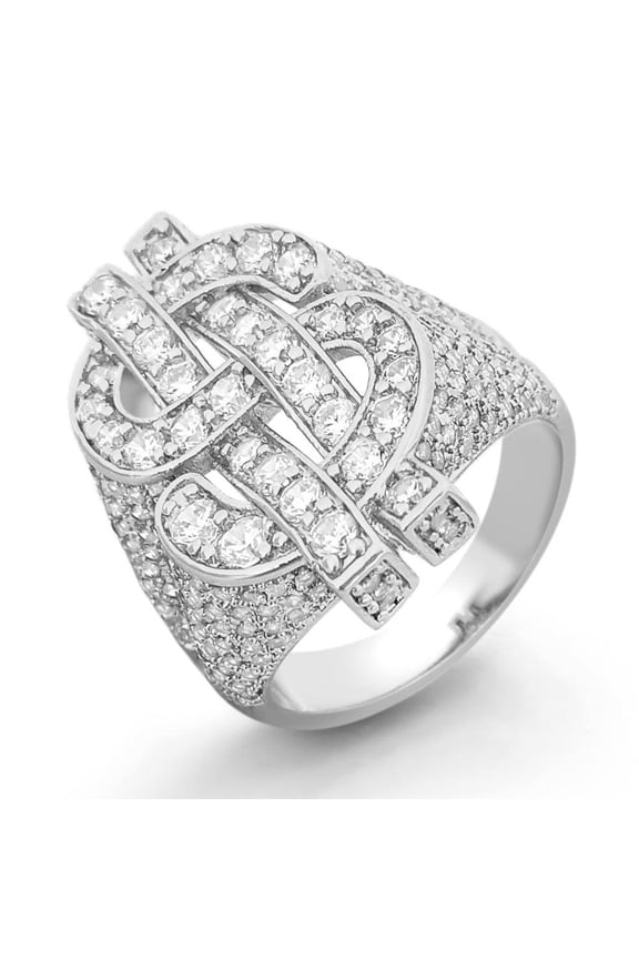 Money Dollar Sign CZ Eternity Band Hip Hop Ring