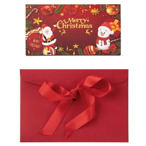Money Envelopes for Cash, Christmas Money Holders 6-Pocket with Envelopes, Santa Gold Stamped Stocking Stuffer for Adults & Kids