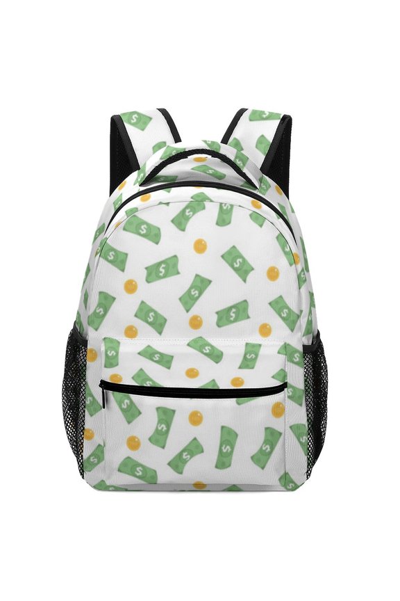 Money Falling Background Waterproof Oxford Backpack Portable Handheld Casual Daily Outdoor Travel