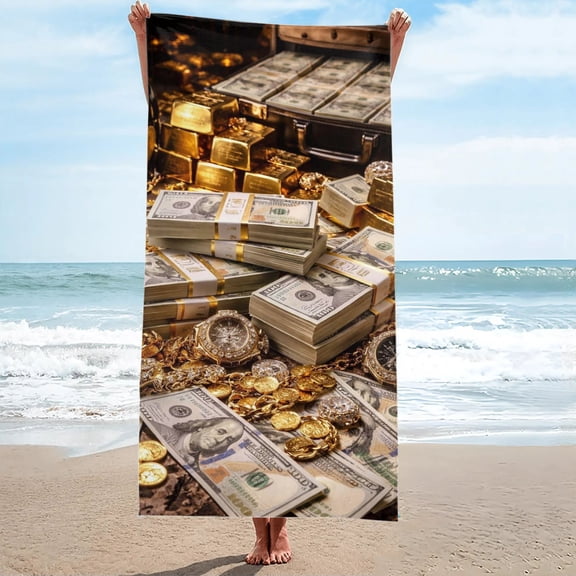 Money Flows To Me Beach Towel Oversized Sand Free 27.5"x55"