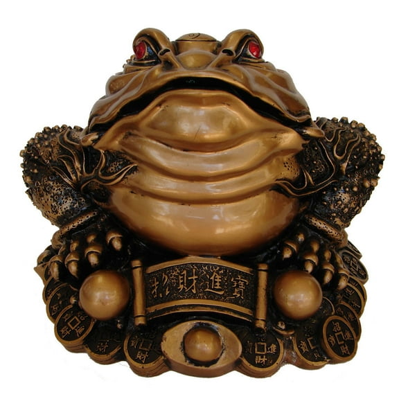9" Golden Money Frog Three-Legged Toad Statue to Attract Wealth Money Luck