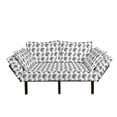 thumbnail image 1 of Money Futon Couch, Monochrome Stacked Coins and Dollar Bills Simple Doodle Style Economy Themed Pattern, Daybed with Metal Frame Upholstered Sofa for Living Dorm, Loveseat, Black White, by Ambesonne, 1 of 4