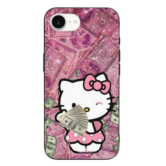 Money Hello Kitty Compatible with iPhone 16 E Case Full Covered Soft Slim Rugged TPU Phone Case Shockproof Non-Slip Anti-Fingerprint Basic Cases Protection