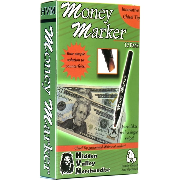 HVM Counterfeit Money Detector Pen (12 Counterfeit Pens) - Money Marker Bill Detector Pen with Upgraded Chisel Tip - Detect Fake Bills, Universal False Currency Checker Pack