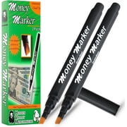 HVM Counterfeit Money Detector Pen 2 Counterfeit Pens - Money Marker Bill Detector Pen with Upgraded Chisel Tip - Detect Fake Bills, Universal False Currency Checker Pack