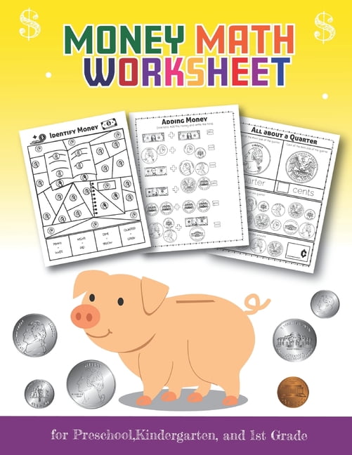 Money Math Worksheet for Preschool, Kindergarten and 1st grade: Over 20 ...