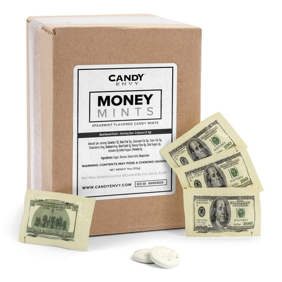 Money Mints, 100 Pack, 2 Mints Per Pack, Spearmint Flavored