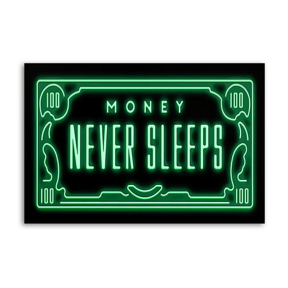 Money Never Sleeps Wall Art Poster Scroll Canvas Painting Picture Living Room Decor Home 16x24inch(40x60cm)