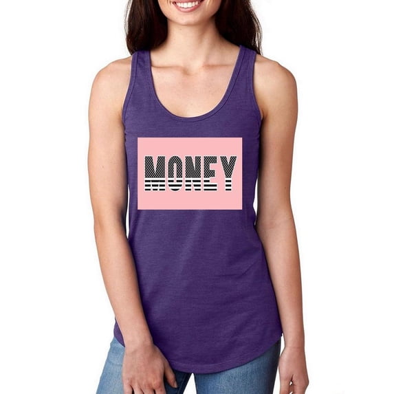 Money Pink Banner Racerback Tank Women -Image by Shutterstock, Female Large