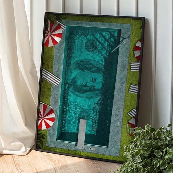 Money Pool Poster: Pop Art Dollar Poster, Minimalist Decor, Stretched Canvas Size 8x12