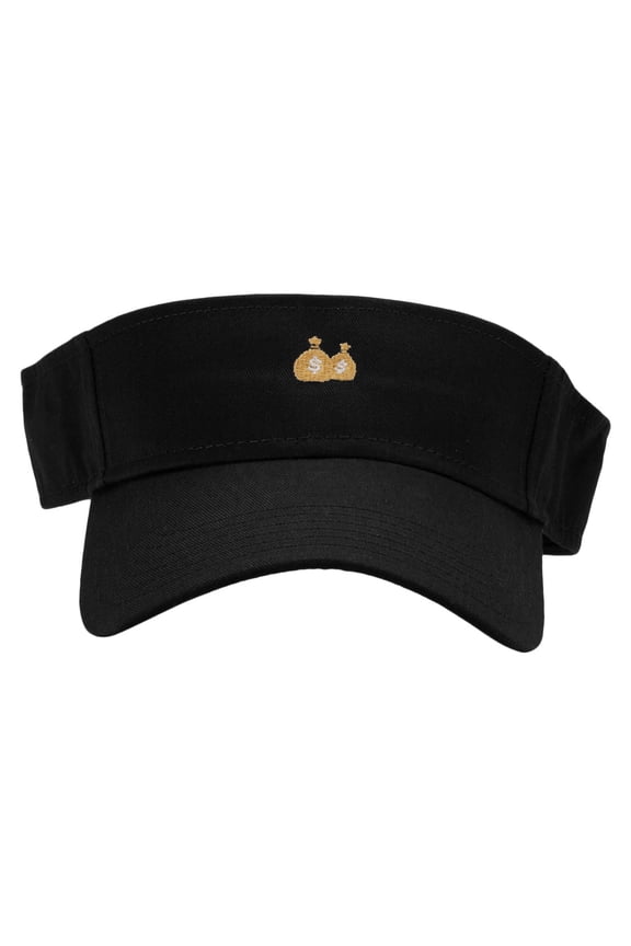 Money Pouch Mini Embroidered Cotton Twill Sun Visor - Black OSFM