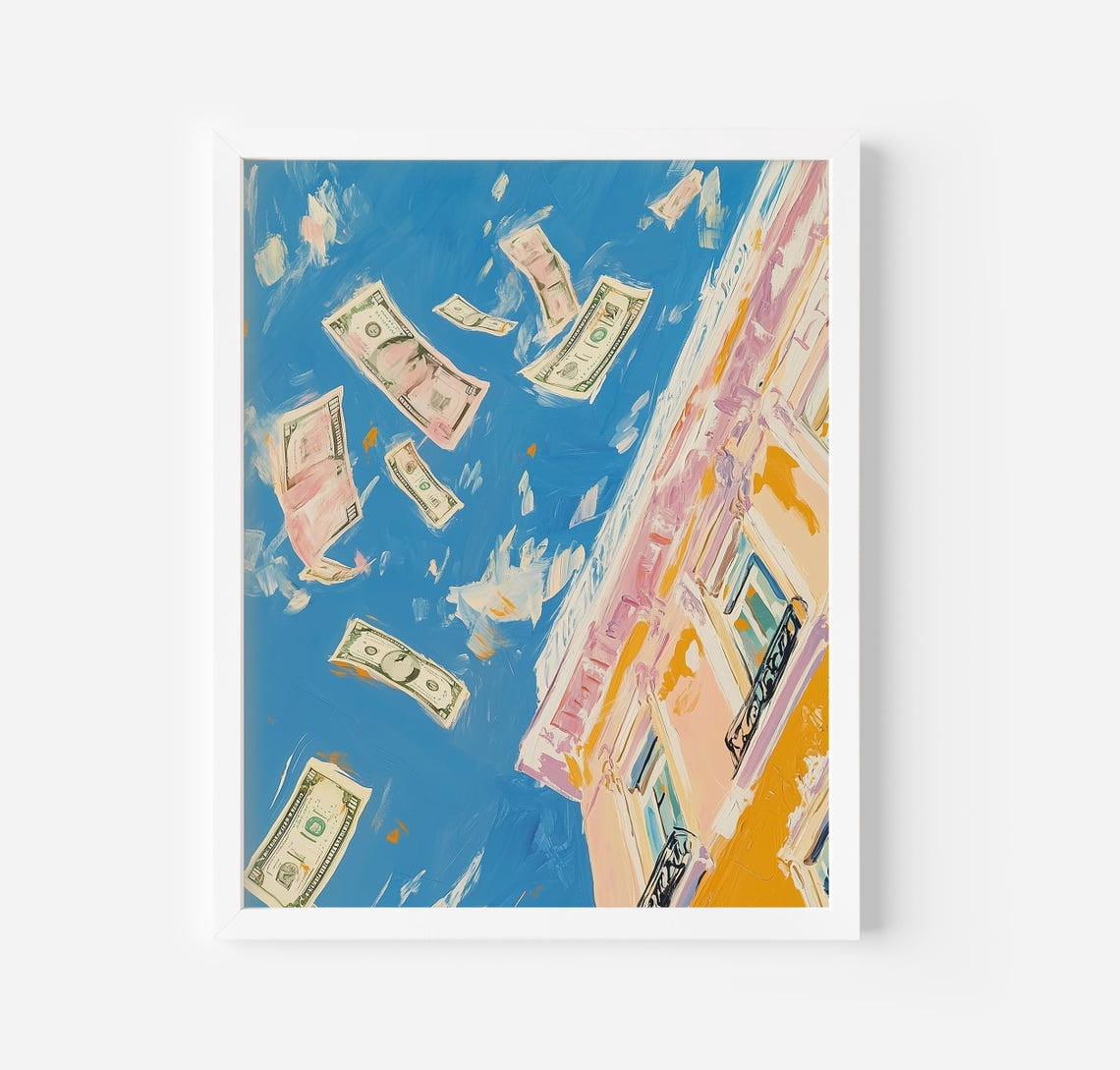 Money Rain Wall Art Print, Preppy Dorm Room Funky Decor - Walmart.com