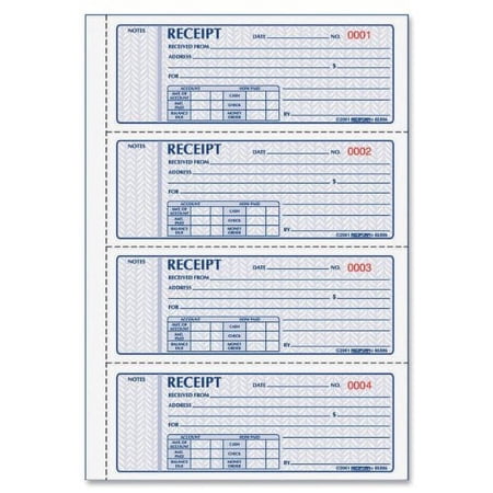 Money Receipt Book, 7 X 2 3/4, Carbonless Triplicate, 100 Sets/book
