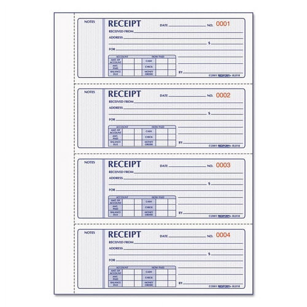 Money Receipt Book, Three-Part Carbonless, 7 X 2.75, 4/page, 200 Forms | Bundle of 2 Each