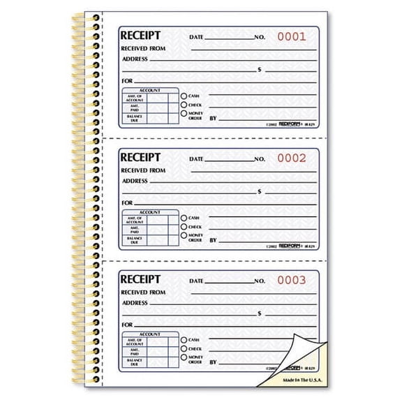 Money Receipt Book, Two-Part Carbonless, 5 X 2.75, 3/page, 225 Forms | Bundle of 2 Each