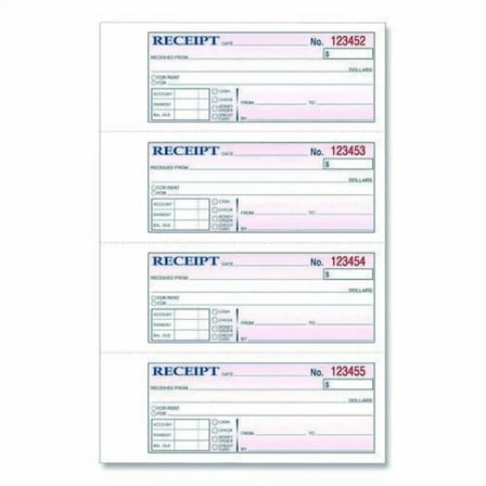 Money/Rent Receipt Book, Two-Part Carbonless, 7.13 x 2.75, 200 Forms Total | Bundle of 2