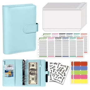 Money Saving Binder,Budget Binder with Cash Envelopes A6 Savings Challenge Book with Zipper Envelopes for Office,Home,School (Blue)