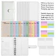 thumbnail image 1 of Money Saving Binder for Cash Budgeting, PU Leather Budget Planner with Zippered Envelopes and Expense Sheets, Personal Finance Organizer System in Macaron White, 1 of 6