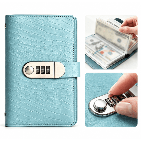 Money Saving Binder, Cash Money Saving Book with Combination Lock, Currency Collectors Album, Savings Notebook for Cash Budgeting