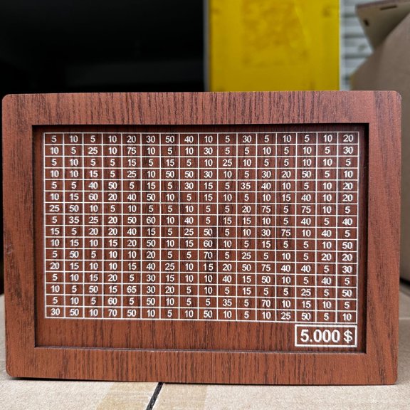Money Saving Box,Wooden Money Box,Savings Box,with Money Target and Numbers with Counter Crafts Portable Storage Case Money Saving Box for Adults Child (5000 Dollar)