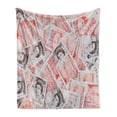 thumbnail image 1 of Money Soft Flannel Fleece Throw Blanket, Bullseye Notes with a Portrait of Queen of England Paper Bills of Britain, Cozy Plush for Indoor and Outdoor Use, 70" x 90", Scarlet Taupe, by Ambesonne, 1 of 5