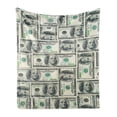 thumbnail image 1 of Money Soft Flannel Fleece Throw Blanket, Dollar Bills of United States Federal Reserve the Ben Franklin Portrait, Cozy Plush for Indoor and Outdoor Use, 50" x 60", Pale Green Grey, by Ambesonne, 1 of 5