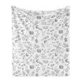 thumbnail image 1 of Money Soft Flannel Fleece Throw Blanket, Monochrome Pattern with Euro Dollar Yen Coins Piggy Bank Stock Graphs Doodle, Cozy Plush for Indoor and Outdoor Use, 50" x 60", Black White, by Ambesonne, 1 of 5