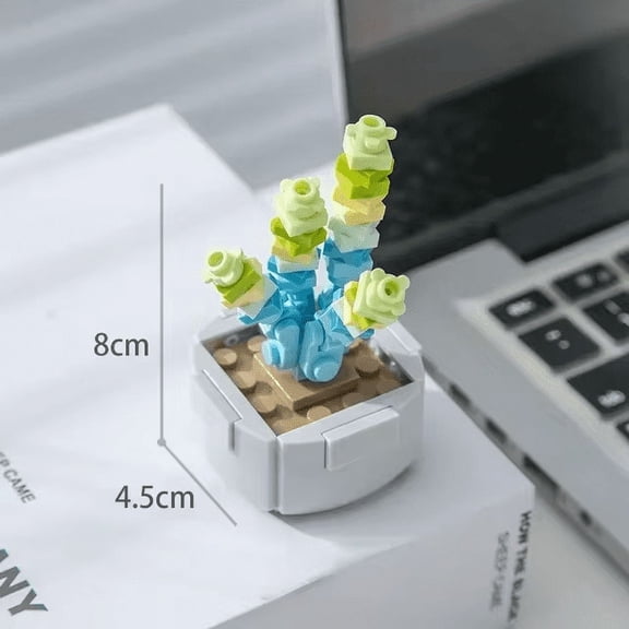 Wizardi Brick Mini Potted Plant - Money String F07M9-11(104)-A2 ‚Äì Artificial Botanical Succulent Toy, ABS Plastic 104 Pcs, Desktop Decor for Adults & Teens