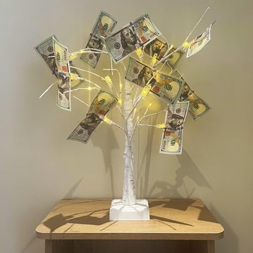Money Tree For Wedding Reception Money Tree Gift Holder Set Of 2 | 36 LED  Lighted Display Trees With Clips For Cards & Cash Christmas Lottery Ticket  Holder