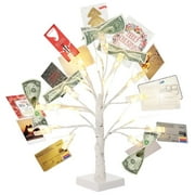 Money Tree Gift Holder, Money Tree with 12 Clear Clips, Photo Cash Lottery Ticket Holder, Unique Desktop Home Decorations for Christmas, Memo, Birthday, Wedding, Graduation, 15 H