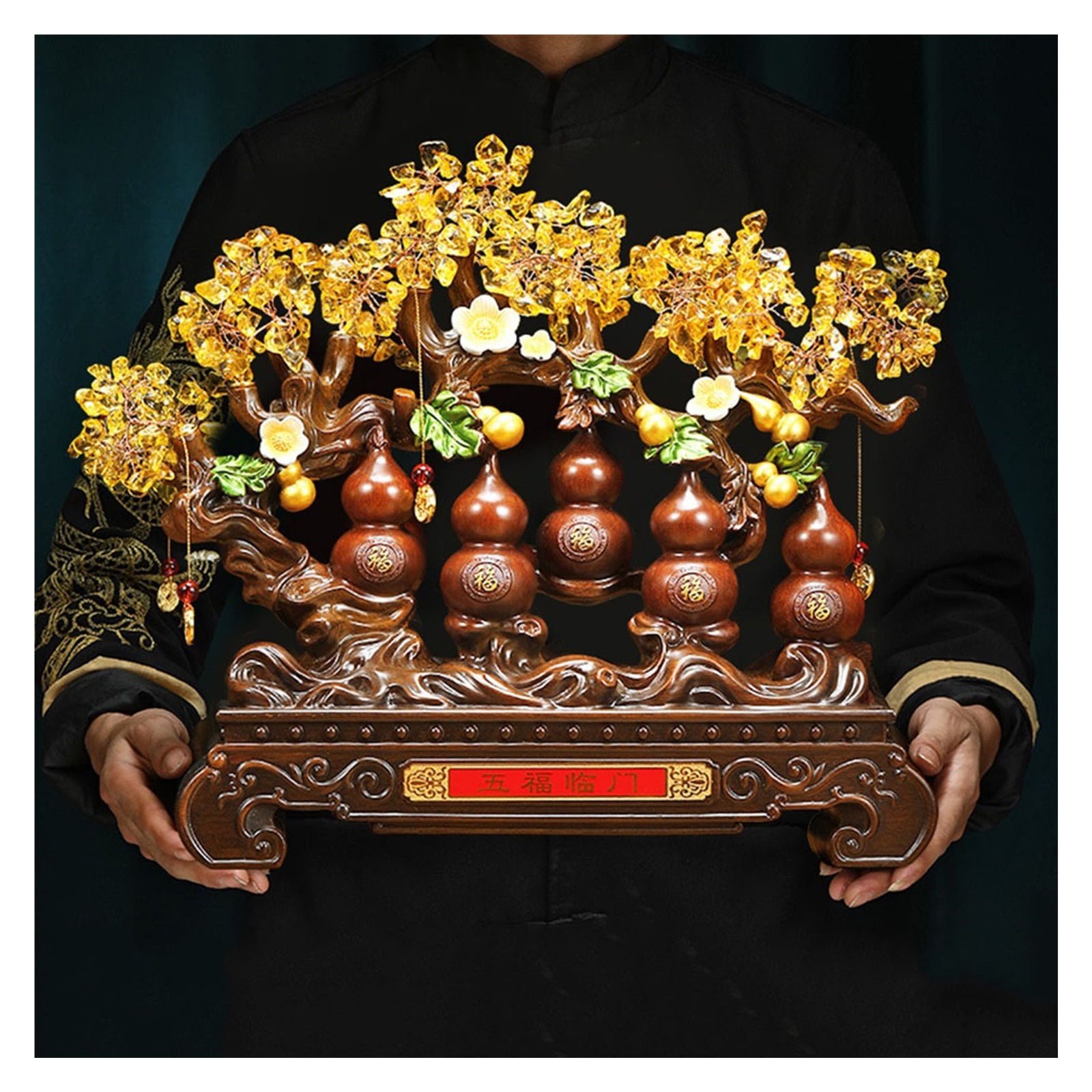Money Tree Indoor Money Crystal Tree Lucky Gourd Ornaments Citrine ...
