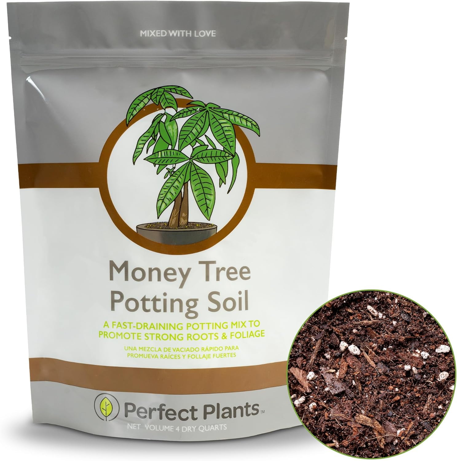 Money Tree Potting Soil 4qt | Organic Coco Coir Based Plant Mix for Indoor Trees | Quickly Grow Your Indoor Forest