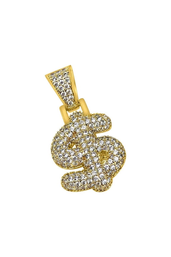 $ Money US Dollar Symbol Gold CZ Bling Bling Pendant