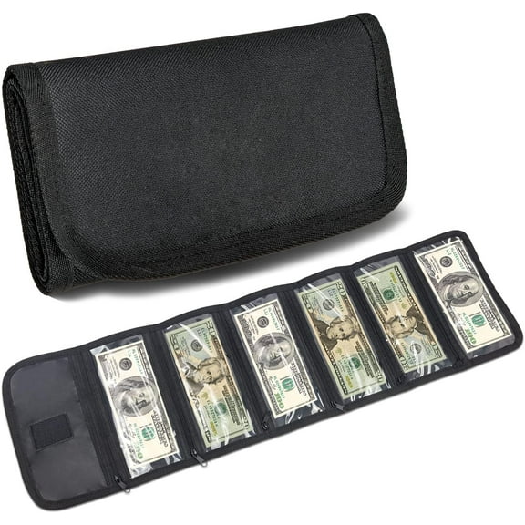 Money Wallet, Money Organizer for Cash with 6 Zippered Pocket Multipack Money Pouch, Cash Bill Organizer, Envelope Wallet Money Bag Small Travel Money Holder for Budgeting, Receipt, Coupons and Tips