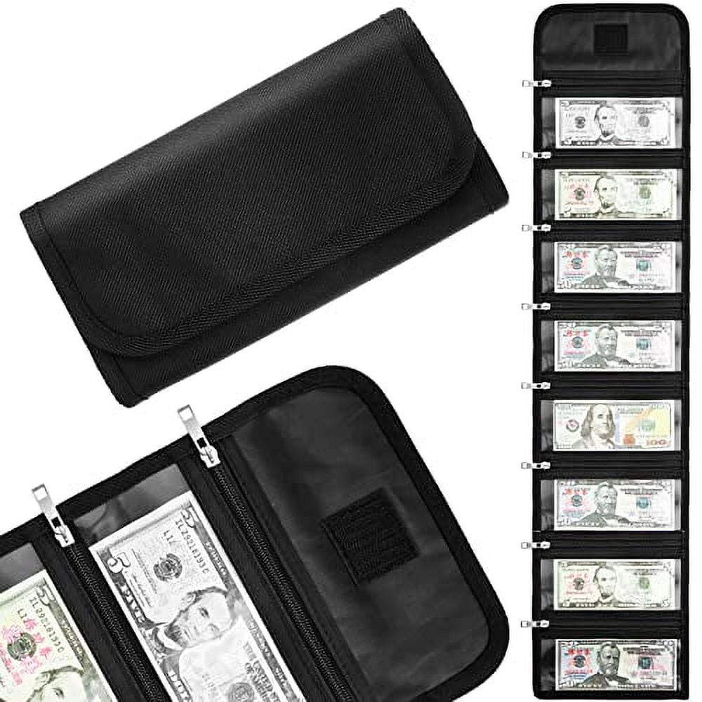 Money Wallet, Organizer for Cash with 6 Zippered Pocket Multipack Pouch,  Bill Organizer, Envelope Wallet Bag Small Travel Holder Budgeting, Receipt
